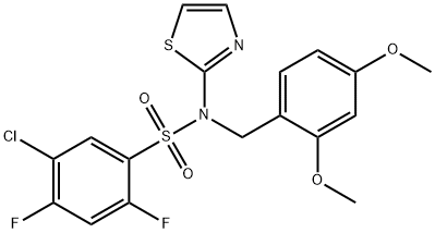 5-氯-N-(2,4-二甲氧基苄基)-2,4-二氟-N-(噻唑-2-基)苯磺酰胺 结构式
