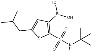 (2-(N-(叔丁基)氨磺酰基)-5-异丁基噻吩-3-基)硼酸 结构式