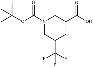 1-叔丁氧基羰基-5-(三氟甲基)哌啶-3-羧酸 结构式