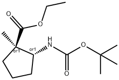 trans-2-tert-Butoxycarbonylamino-1-methyl-cyclopentanecarboxylic acid 结构式