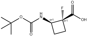 trans-2-{[(tert-butoxy)carbonyl]amino}-1-fluorocyclobutane-1-carboxylic acid 结构式