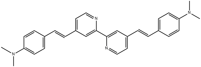 4,4'-((1E,1'E)-[2,2'-联吡啶]-4,4'-二基双(乙烯-2,1-二基))双(N,N-二甲基苯胺) 结构式