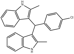 3-[(4-chlorophenyl)(2-methyl-1H-indol-3-yl)methyl]-2-methyl-1H-indole 结构式