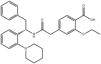 2-乙氧基-4-[2-氧代-2-[[(1S)-2-苯基-1[2-(1-哌啶基)苯基]乙基]氨基]乙基]苯甲酸 结构式