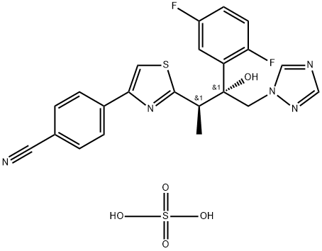 4-(2-((2R,3R)-3-(2,5-二氟苯基)-3-羟基-4-(1H-1,2,4-三唑-1-基)丁基-2-基)噻唑-4-基)苯甲腈 硫酸盐 结构式