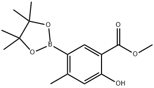 2-羟基-4-甲基-5-(4,4,5,5-四甲基-1,3,2-二氧硼杂硼烷-2-基)苯甲酸甲酯 结构式