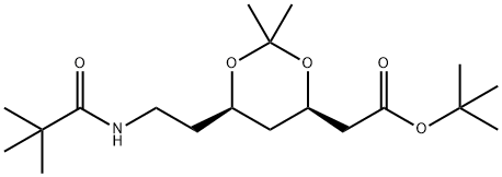 tert-butyl 2-((4R,6R)-2,2-dimethyl-6-(2-pivalamidoethyl)-1,3-dioxan-4-yl)acetate 结构式