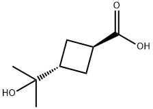 trans-3-(2-hydroxypropan-2-yl)cyclobutane-1-carboxylic acid 结构式
