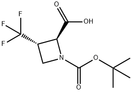 trans-1-[(tert-butoxy)carbonyl]-3-(trifluoromethyl)azetidine-2-carboxylic acid 结构式