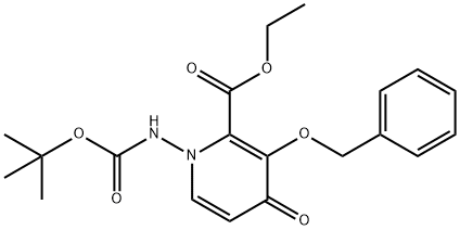3-(苄氧基)-1-((叔丁氧基羰基)氨基)-4-氧代-1,4-二氢吡啶-2-羧酸乙酯 结构式