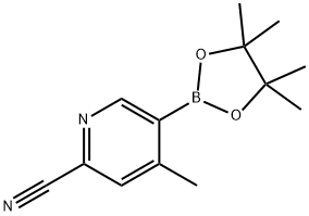 4-甲基-5-(四甲基-1,3,2-二氧杂硼环戊烷-2-基)吡啶-2-甲腈 结构式