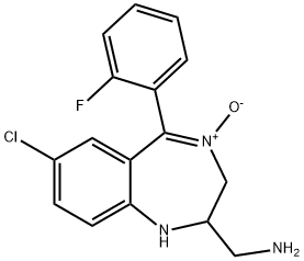 1H-1,4-苯二氮卓-2-甲胺,7-氯-5-(2-氟苯基)-2,3-二氢-4-氧化物 结构式