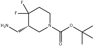 tert-butyl (S)-3-(aminomethyl)-4,4-difluoropiperidine-1-carboxylate 结构式