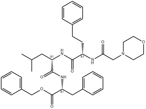 D-Phenylalanine, (αS)-α-[[2-(4-morpholinyl)acetyl]amino]benzenebutanoyl-L-leucyl-, phenylmethyl ester 结构式