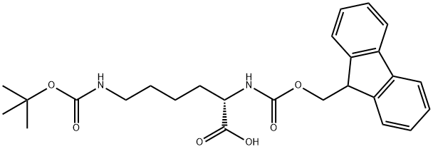N2-(((9H-芴-9-基)甲氧基)羰基)-N6-(叔丁氧基羰基)-L-赖氨酸 结构式