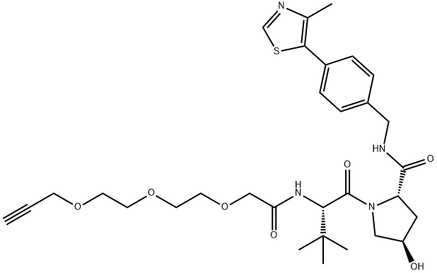 (2S,4R)-1-((S)-2-(tert-Butyl)-4-oxo-6,9,12-trioxa-3-azapentadec-14-yn-1-oyl)-4-hydroxy-N-(4-(4-methylthiazol-5-yl)benzyl)pyrrolidine-2-carboxamide 结构式
