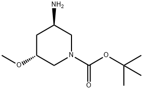 (3R,5R)-3-氨基-5-甲氧基哌啶-1-羧酸叔丁酯 结构式