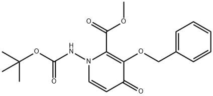 3-(苄氧基)-1-((叔丁氧基羰基)氨基)-4-氧代-1,4-二氢吡啶-2-羧酸甲酯 结构式