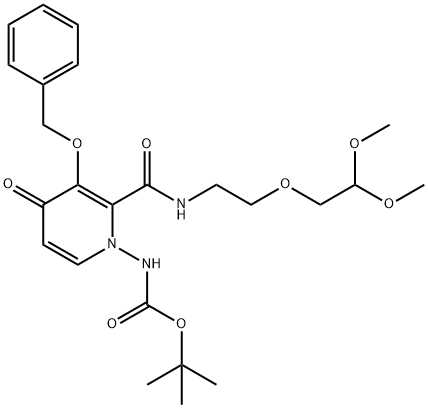 N-[2-[[[[2-(2,2-二甲氧基乙氧基)乙基]氨基]羰基]-4-氧代-3-(苯基甲氧基)-1(4H)-吡啶基]-氨基甲酸1,1-二甲基乙基酯 结构式