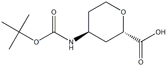 反式-4-(BOC-氨基)四氢-2H-吡喃-2-羧酸 结构式