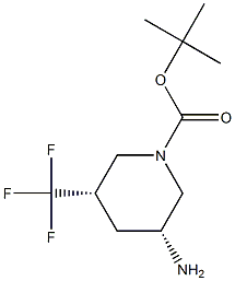 (3R,5S)-1-BOC-3-氨基-5-(三氟甲基)哌啶 结构式