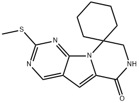 2'-(Methylthio)-7',8'-dihydro-6'H-spiro[cyclohexane-1,9'-pyrazino[1',2':1,5]pyrrolo[2,3-d]pyrimidin]-6'-one 结构式