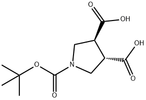 (3S,4S)-1-BOC-吡咯烷-3,4-二甲酸 结构式