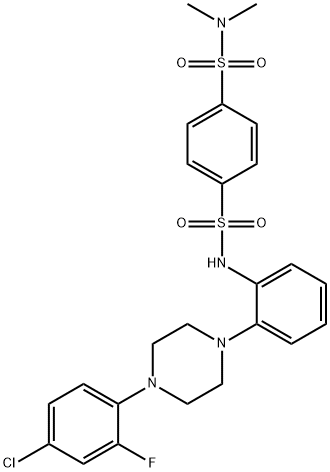 N1-(2-(4-(4-chloro-2-fluorophenyl)piperazin-1-yl)phenyl)-N4,N4-dimethylbenzene-1,4-disulfonamide 结构式