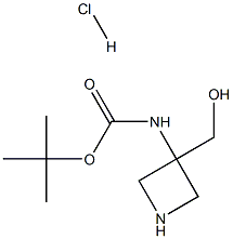 (3-(羟甲基)氮杂环丁烷-3-基)氨基甲酸叔丁酯盐酸盐 结构式