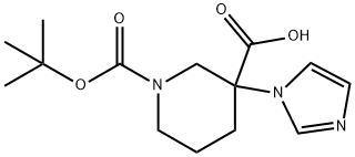 1-(tert-butoxycarbonyl)-3-(1H-imidazol-1-yl)piperidine-3-carboxylic acid* 结构式