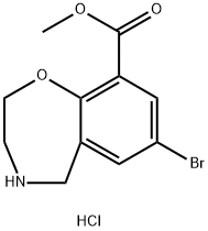 methyl 7-bromo-2,3,4,5-tetrahydrobenzo[f][1,4]oxazepine-9-carboxylate hydrochloride 结构式