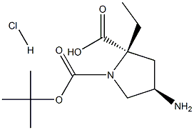 (2S,4R)-1-tert-Butyl 2-ethyl 4-aminopyrrolidine-1,2-dicarboxylate hydrochloride 结构式