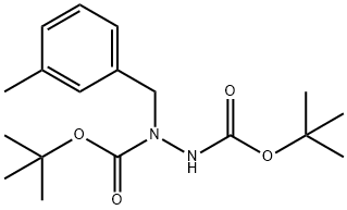 二-叔-丁基 1-(3-甲基苯甲基)肼-1,2-二甲酸基酯 结构式