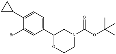 tert-butyl 2-(3-bromo-4-cyclopropylphenyl)morpholine-4-carboxylate 结构式