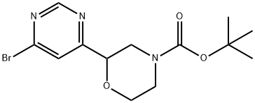 tert-butyl 2-(6-bromopyrimidin-4-yl)morpholine-4-carboxylate 结构式