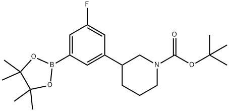 3-(1-BOC-3-哌啶基)-5-氟苯硼酸频哪醇酯 结构式