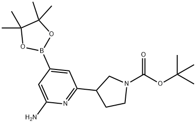 tert-butyl 3-(6-amino-4-(4,4,5,5-tetramethyl-1,3,2-dioxaborolan-2-yl)pyridin-2-yl)pyrrolidine-1-carboxylate 结构式