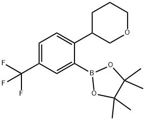 4,4,5,5-tetramethyl-2-(2-(tetrahydro-2H-pyran-3-yl)-5-(trifluoromethyl)phenyl)-1,3,2-dioxaborolane 结构式