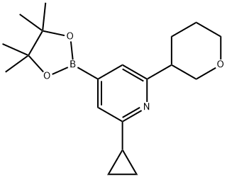 2-cyclopropyl-6-(tetrahydro-2H-pyran-3-yl)-4-(4,4,5,5-tetramethyl-1,3,2-dioxaborolan-2-yl)pyridine 结构式