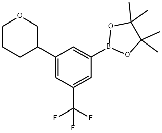 4,4,5,5-tetramethyl-2-(3-(tetrahydro-2H-pyran-3-yl)-5-(trifluoromethyl)phenyl)-1,3,2-dioxaborolane 结构式