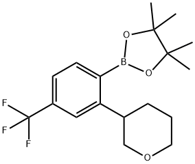 4,4,5,5-tetramethyl-2-(2-(tetrahydro-2H-pyran-3-yl)-4-(trifluoromethyl)phenyl)-1,3,2-dioxaborolane 结构式