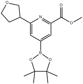 methyl 6-(tetrahydrofuran-3-yl)-4-(4,4,5,5-tetramethyl-1,3,2-dioxaborolan-2-yl)picolinate 结构式