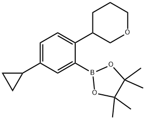 2-(5-cyclopropyl-2-(tetrahydro-2H-pyran-3-yl)phenyl)-4,4,5,5-tetramethyl-1,3,2-dioxaborolane 结构式