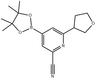 2-Cyano-6-(3-tetrahydrofuranyl)pyridine-4-boronic acid pinacol ester 结构式