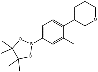 4,4,5,5-tetramethyl-2-(3-methyl-4-(tetrahydro-2H-pyran-3-yl)phenyl)-1,3,2-dioxaborolane 结构式