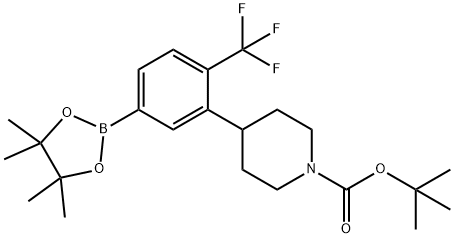 3-(N-Boc-Piperidin-4-yl)-4-trifluoromethylphenylboronic acid pinacol ester 结构式