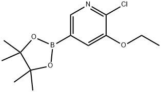 2-氯-3-乙氧基-5-(四甲基-1,3,2-二氧杂硼环戊烷-2-基)吡啶 结构式