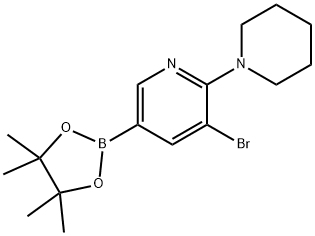 5-Bromo-6-(piperidin-1-yl)pyridine-3-boronic acid pinacol ester 结构式