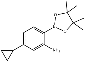 5-cyclopropyl-2-(4,4,5,5-tetramethyl-1,3,2-dioxaborolan-2-yl)aniline 结构式
