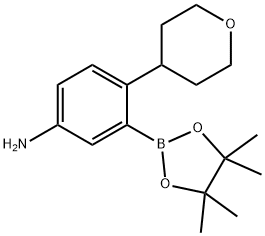 4-(tetrahydro-2H-pyran-4-yl)-3-(4,4,5,5-tetramethyl-1,3,2-dioxaborolan-2-yl)aniline 结构式